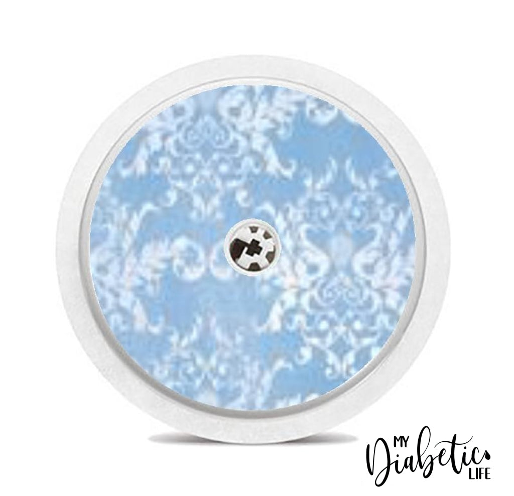 Blue Damask - Freestyle Libre Sensor Peel Skin And Decal Fgm/cgm Sticker