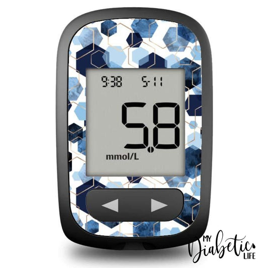 Blue Hexagon - Accu-Chek Guide Me Peel Skin And Decal Glucose Meter Sticker