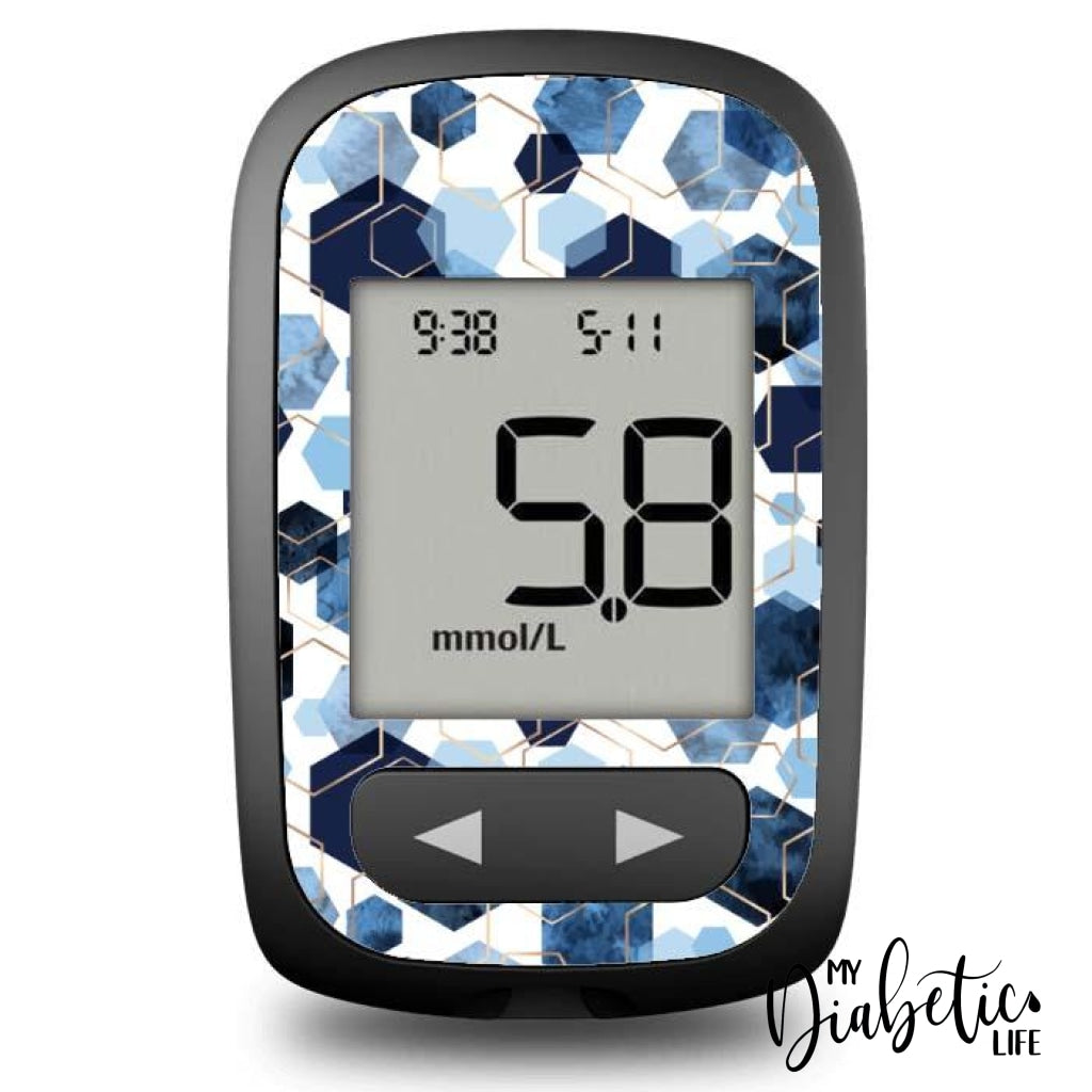 Blue Hexagon - Accu-Chek Guide Me Peel Skin And Decal Glucose Meter Sticker