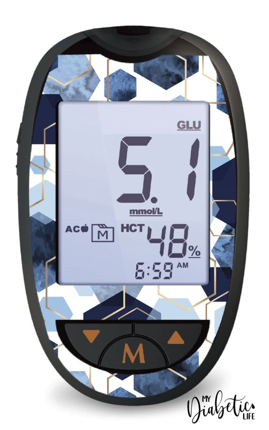 Blue Hexagons - Glucokey Connect Peel Skin And Decal Glucose Meter Sticker