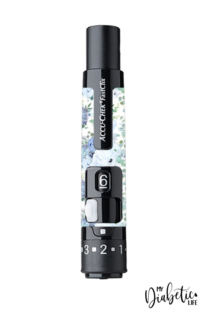 Blue Succulents - Accuchek Fast-Clix Lancet Device Peel Skin And Decal Sticker