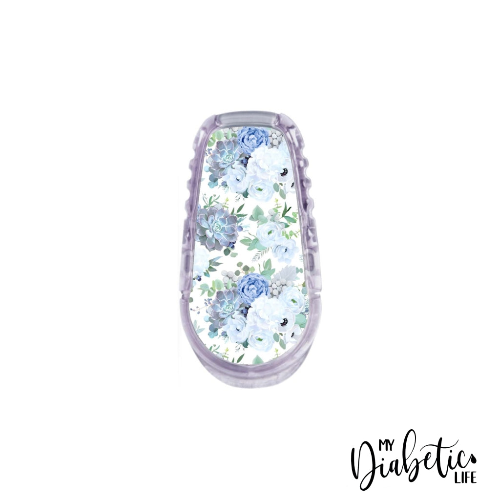 Blue Succulents - Dexcom Transmitter G6 Peel Skin And Decal Cgm Sticker