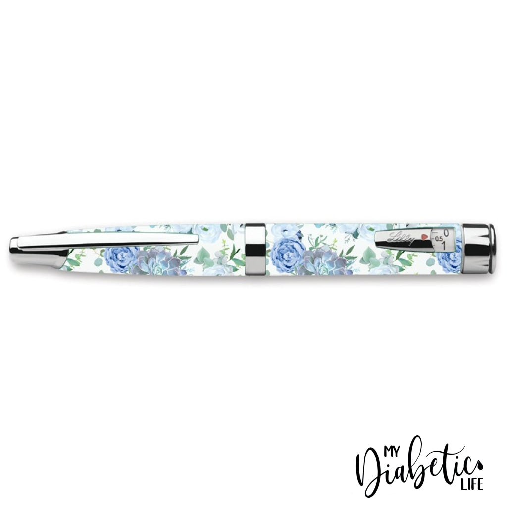 Blue Succulents - Humapen Luxura Insulin Pen Peel Skin Decal Sticker Cover