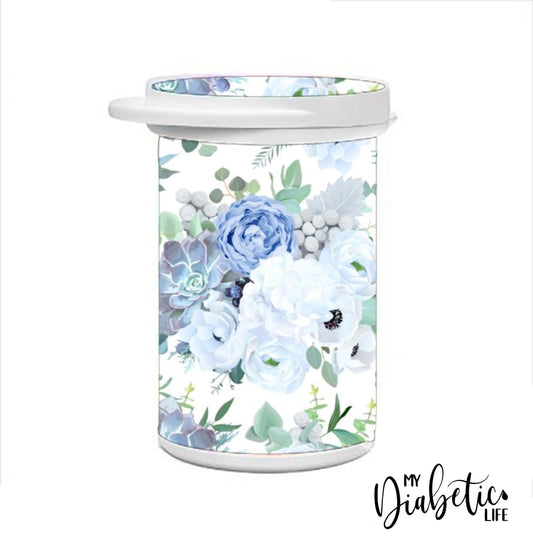 Test Strip Canister - Blue Succulents Container