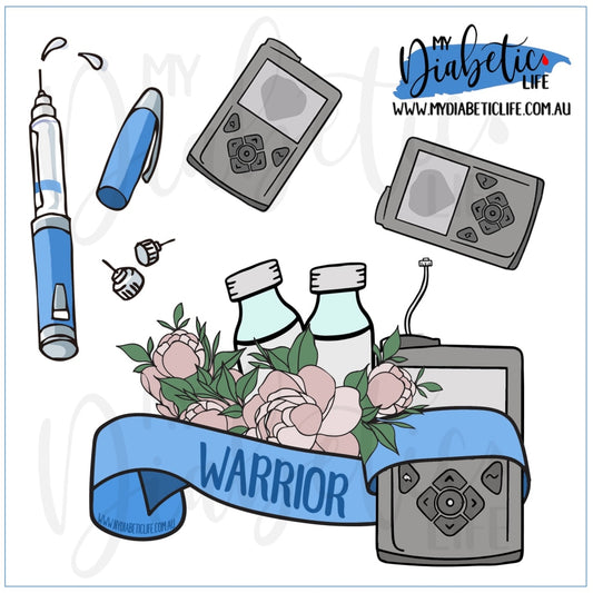 Blue Warrior Medtronic -  Diabetic Awareness Stickers - MyDiabeticLife