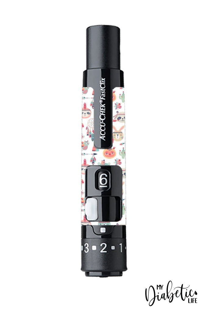 Boho Animals - Accuchek Fast-Clix Lancet Device Peel Skin And Decal Sticker