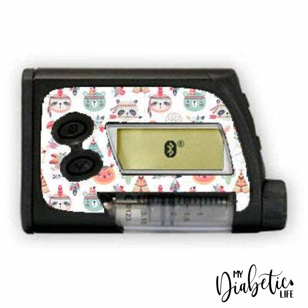 Boho Animals - Cowboys & Indians - Accu-Chek Spirit Combo, Peel, skin and Decal, insulin pump sticker - MyDiabeticLife