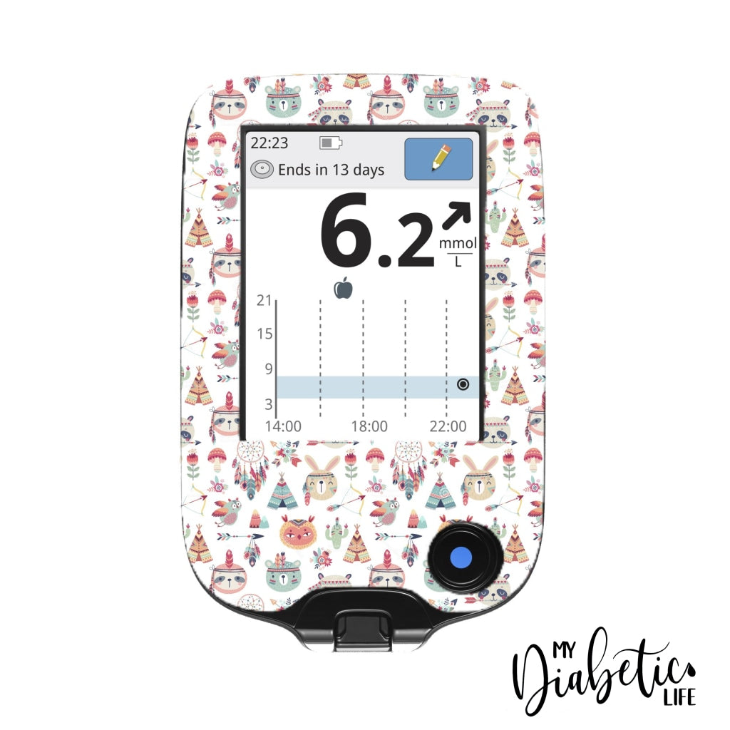 Cowboys and Indians Boho Animals - Freestyle Libre + Sensor Peel, skin and Decal, glucose meter sticker - MyDiabeticLife