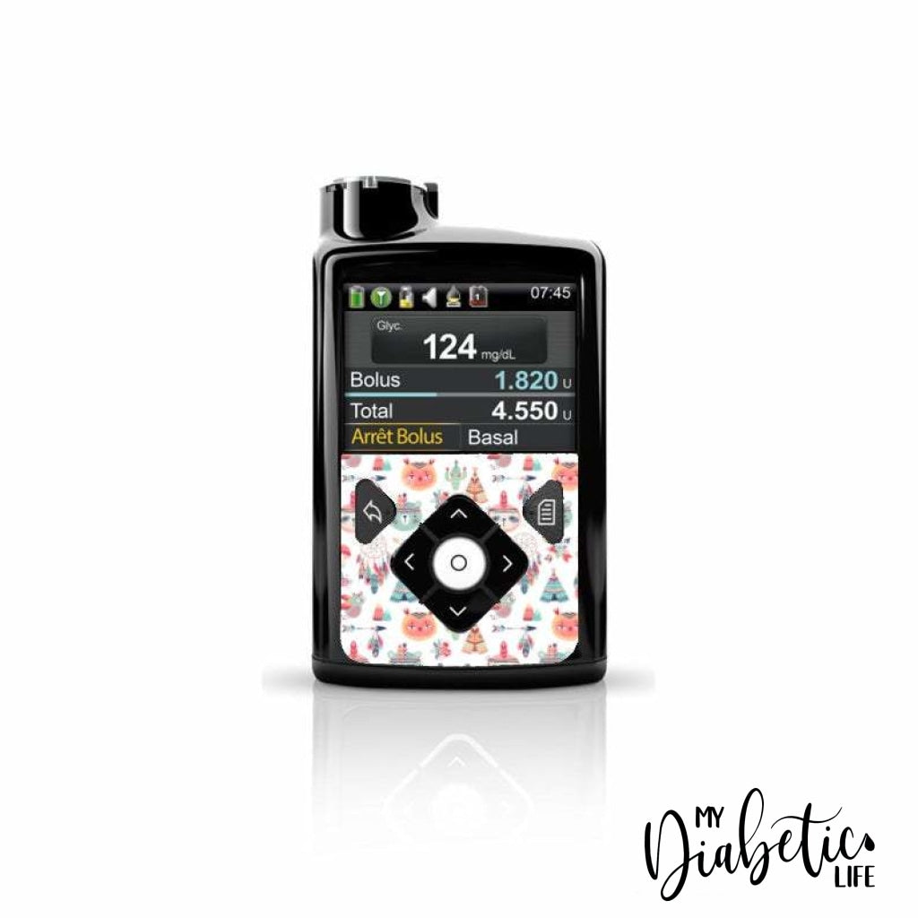 Boho Animals - Cowboys & Indians - Medtronic 640 Peel, skin and Decal, Insulin pump sticker - MyDiabeticLife