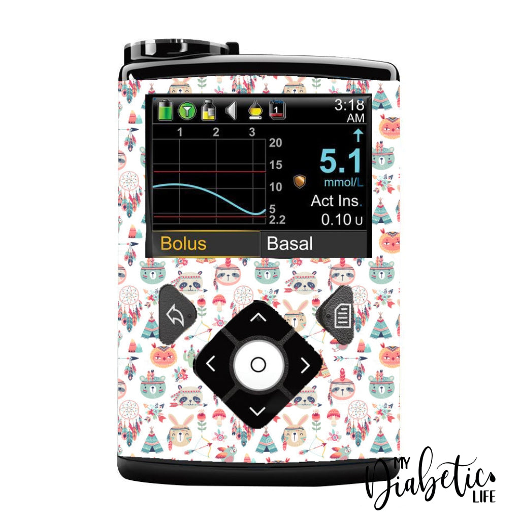 Boho Animals - Medtronic Pump (630/640/670/770) Sticker Full Cover W/clip 630/640/670
