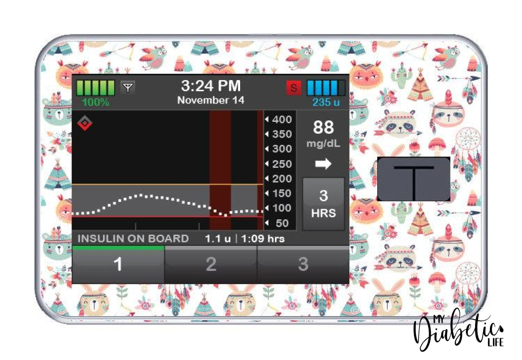 Boho Animals - Cowboys & Indians - Tandem Tslim x2 Pump Peel, skin and Decal, insulin pump sticker - MyDiabeticLife