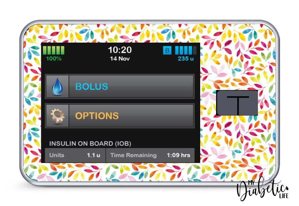 Bright Foilage - Tandem Tslim X2 Pump Peel Skin And Decal Insulin Pump Sticker T:slim