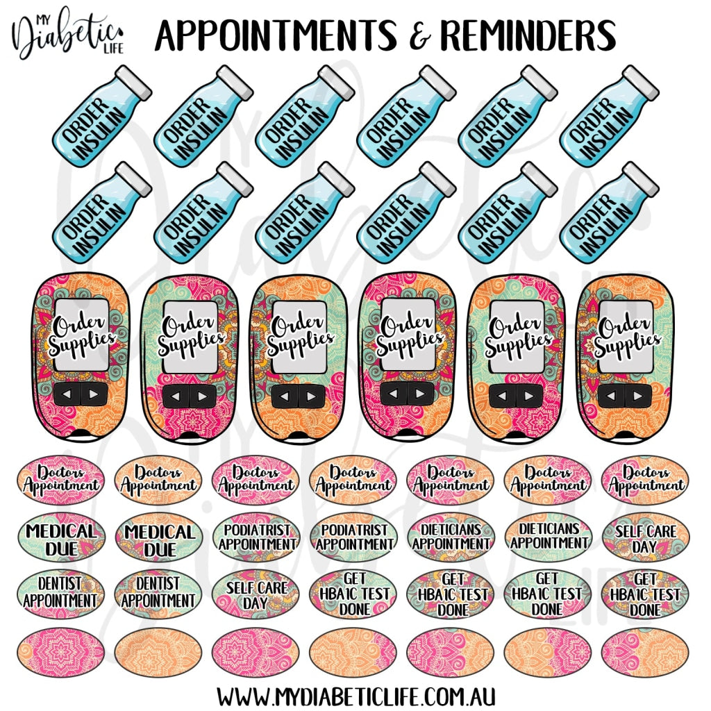 Bright Mandala - 46 Appointment & Reminder Planner Stickers