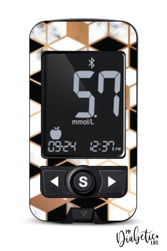 Bronze Geo Marble - Caresens N Premier, skin and Decal, glucose meter sticker - MyDiabeticLife