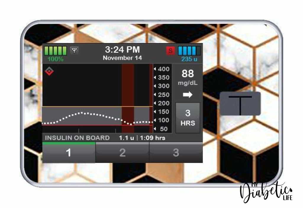 Bronze Geometric Marble - Tandem Tslim x2 Pump Peel, skin and Decal, insulin pump sticker - MyDiabeticLife