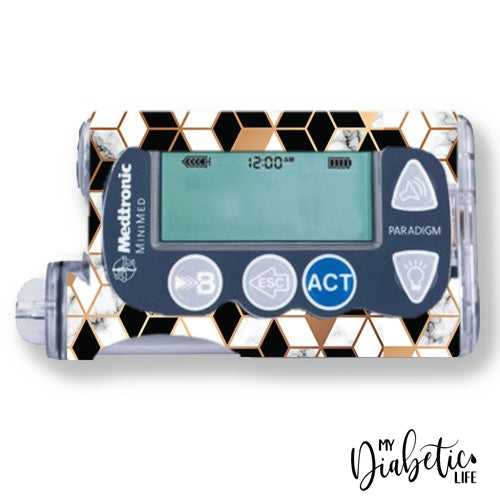 Bronze Marble Geo - Medtronic Paradigm Series 7 Skin And Decal Insulin Pump Sticker