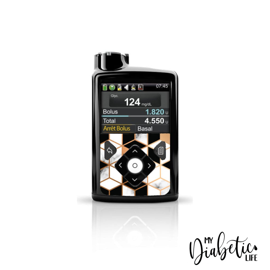 Bronze Marble Geo - Medtronic Pump (630/640/670/770) Sticker Front Mini 630/640/670