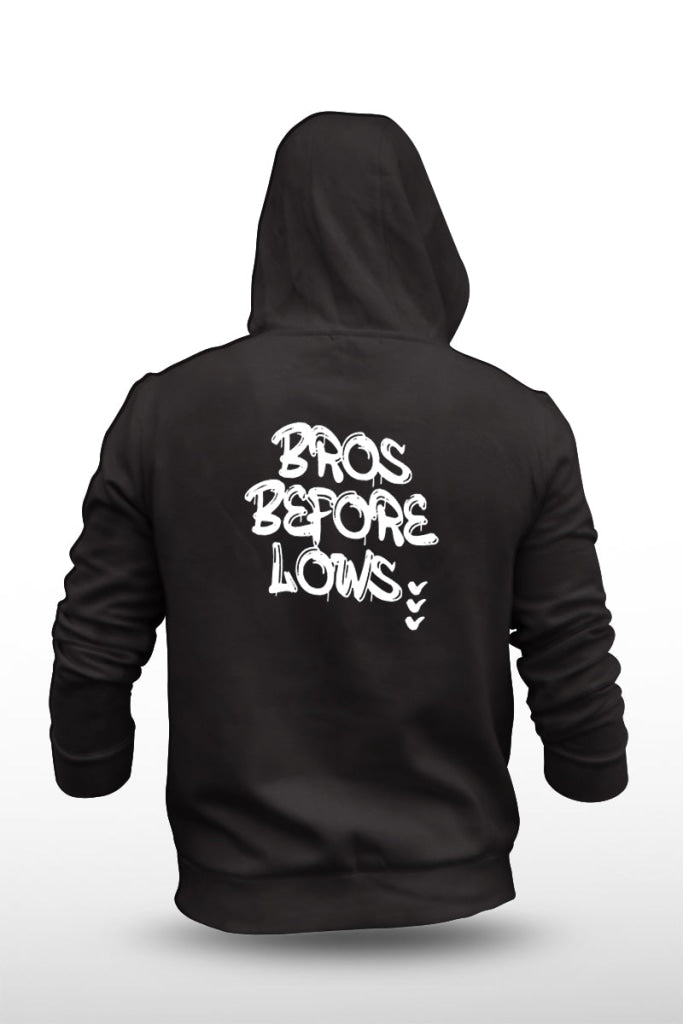 Bros Before Lows - Unisex Fleece Hooded Jacket S / Black Hoodie