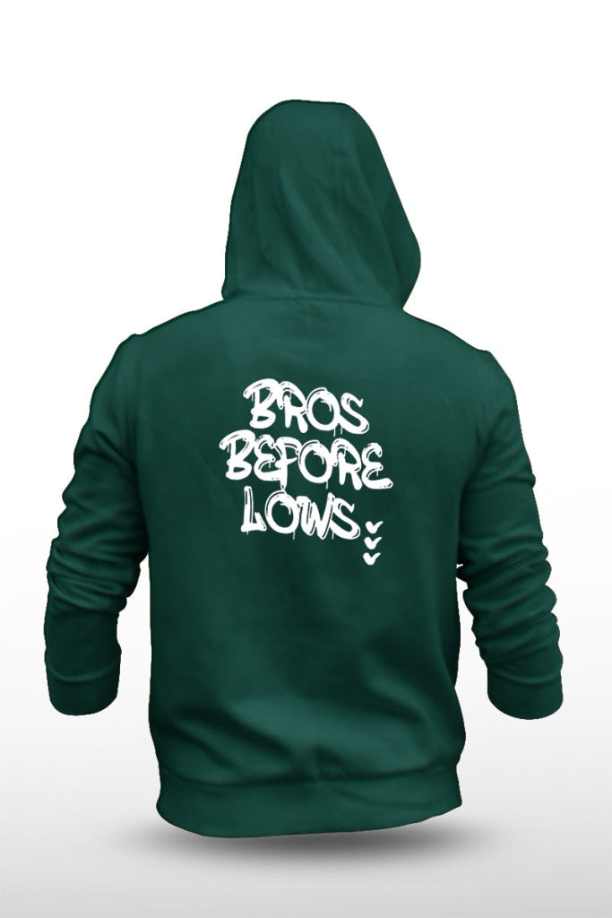Bros Before Lows - Unisex Fleece Hooded Jacket S / Bottle Green Hoodie