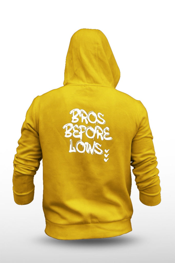 Bros Before Lows - Unisex Fleece Hooded Jacket S / Yellow Hoodie