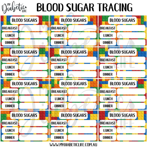 Building Blocks - 12 Blood Sugar Trackers For Planners Stickers