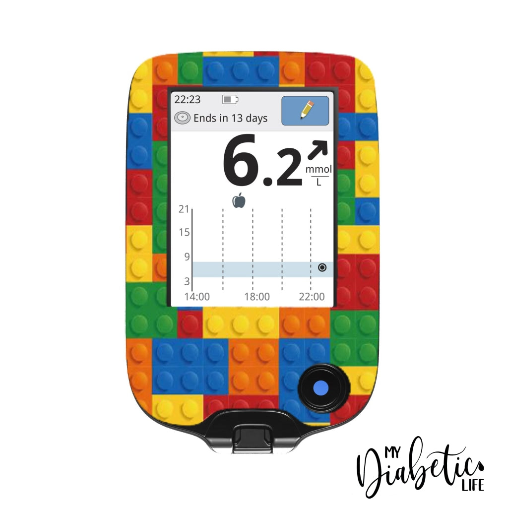 Building Blocks - Freestyle Libre Peel, skin and Decal, glucose meter sticker - MyDiabeticLife