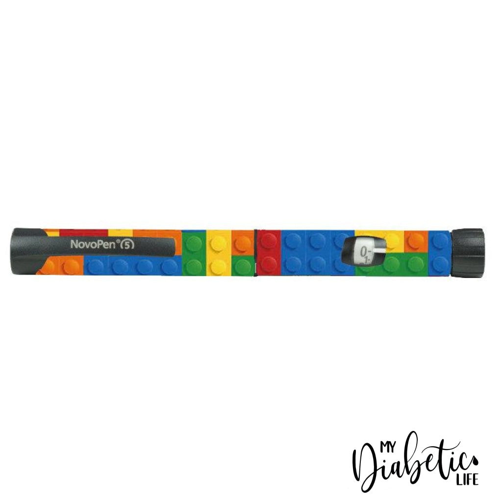Building Blocks - Novopen 4, Novopen5, Novopen Echo Peel, skin and Decal, Insulin pen sticker Cover - MyDiabeticLife