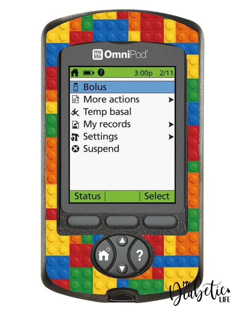 Building Blocks - Omnipod Pdm Skin And Decal Glucose Meter Sticker