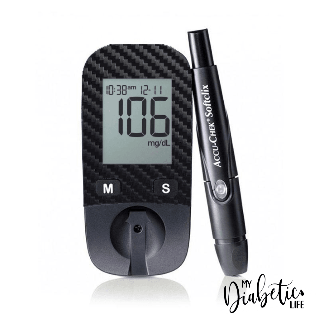 Carbon Fibre - Accu-chek Active Peel, skin and Decal, glucose meter sticker - MyDiabeticLife
