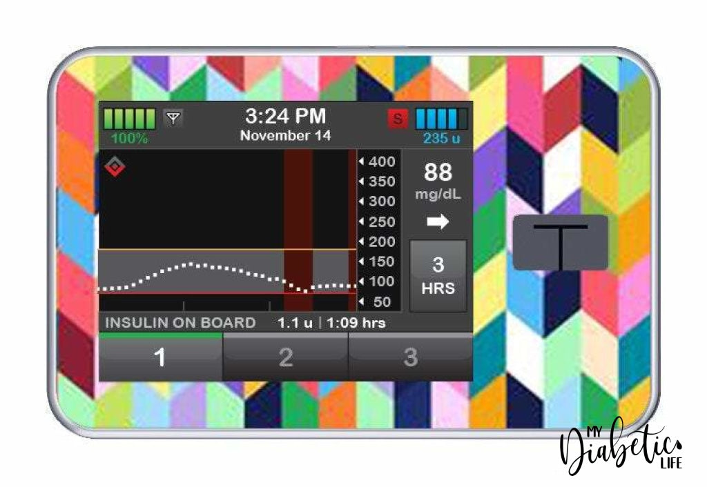 Chevron - Tandem Tslim x2 Pump Peel, skin and Decal, insulin pump sticker - MyDiabeticLife