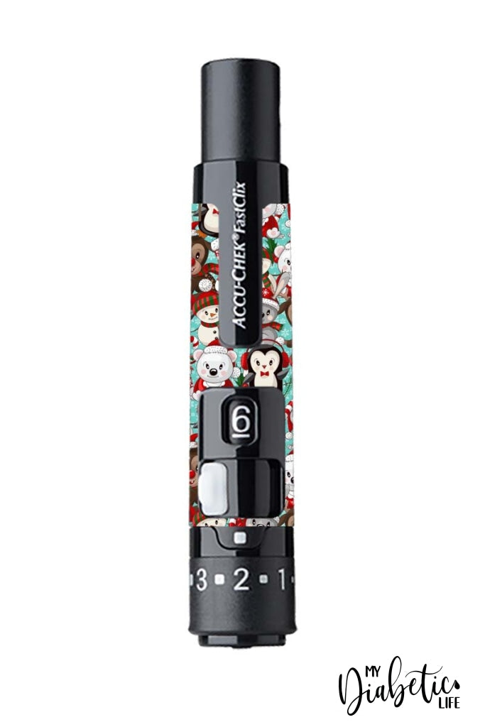 Christmas Friends - Accuchek Fast-Clix Lancet Device Peel Skin And Decal Sticker