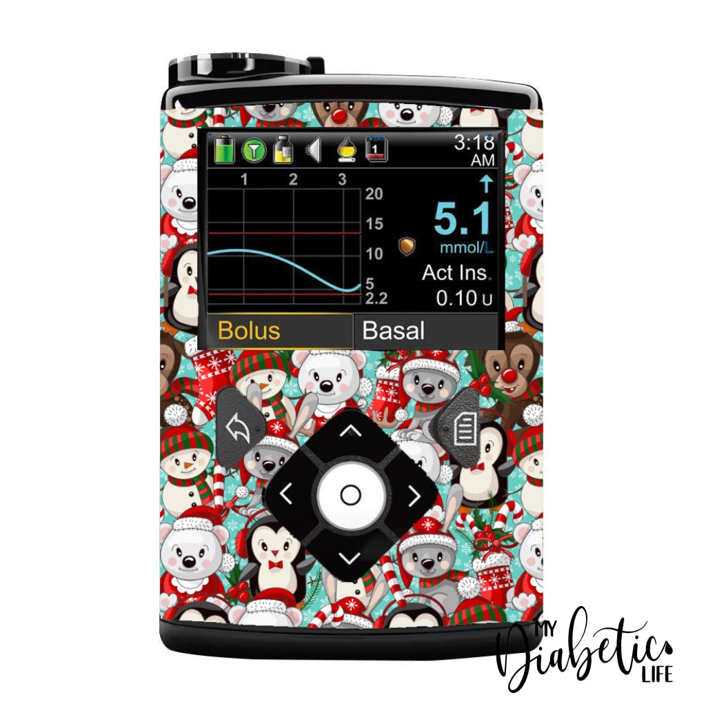 Christmas Friends - Medtronic Pump (630/640/670/770) Sticker Full Cover W/clip 630/640/670