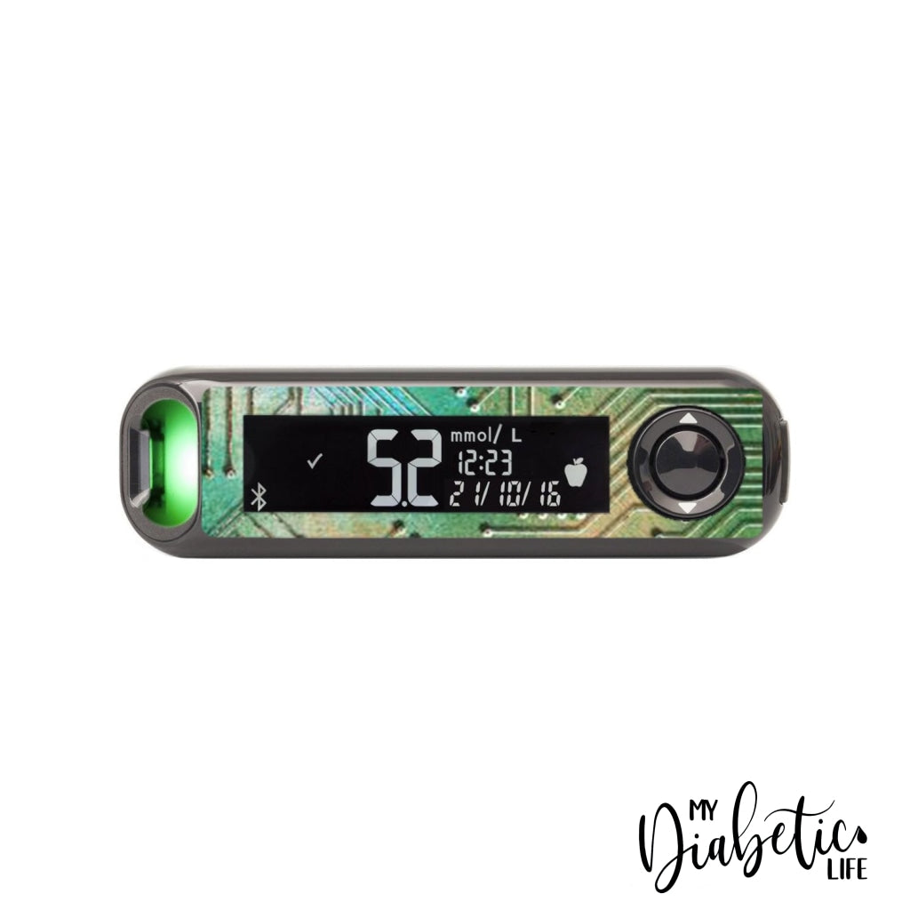 Circuits - Green- Contour Next One Peel, skin and Decal, glucose meter sticker - MyDiabeticLife