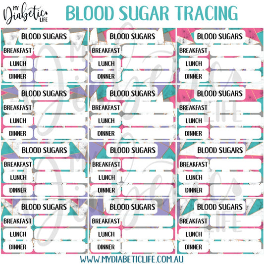 Colour Blocking - 12 Blood Sugar Trackers For Planners Stickers
