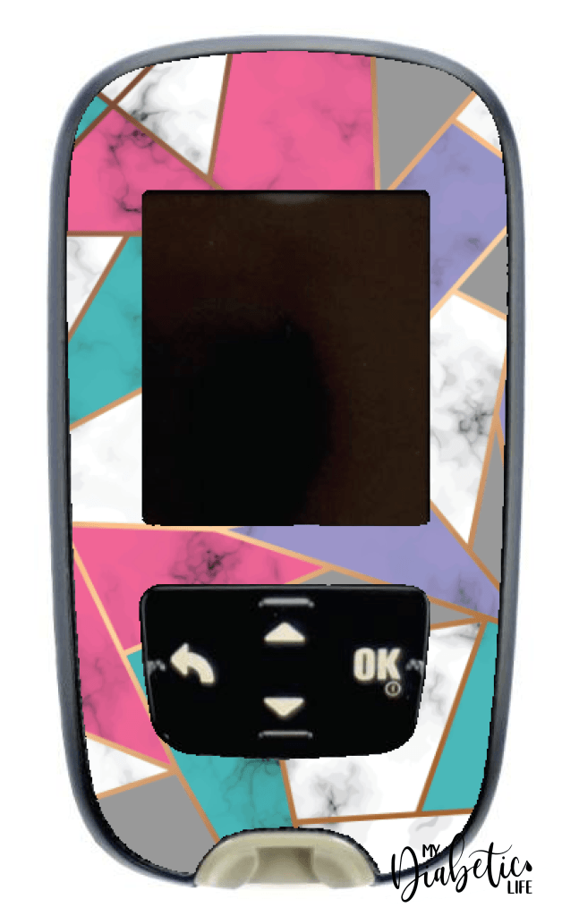 Colour Blocks in Marble - Accu-chek Guide Peel, skin and Decal, glucose meter sticker - MyDiabeticLife