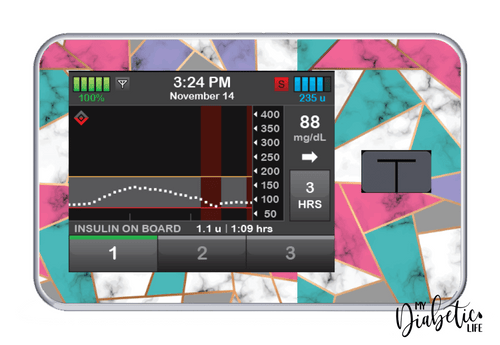 Colour Blocking - Tandem Tslim x2 Pump Peel, skin and Decal, insulin pump sticker - MyDiabeticLife