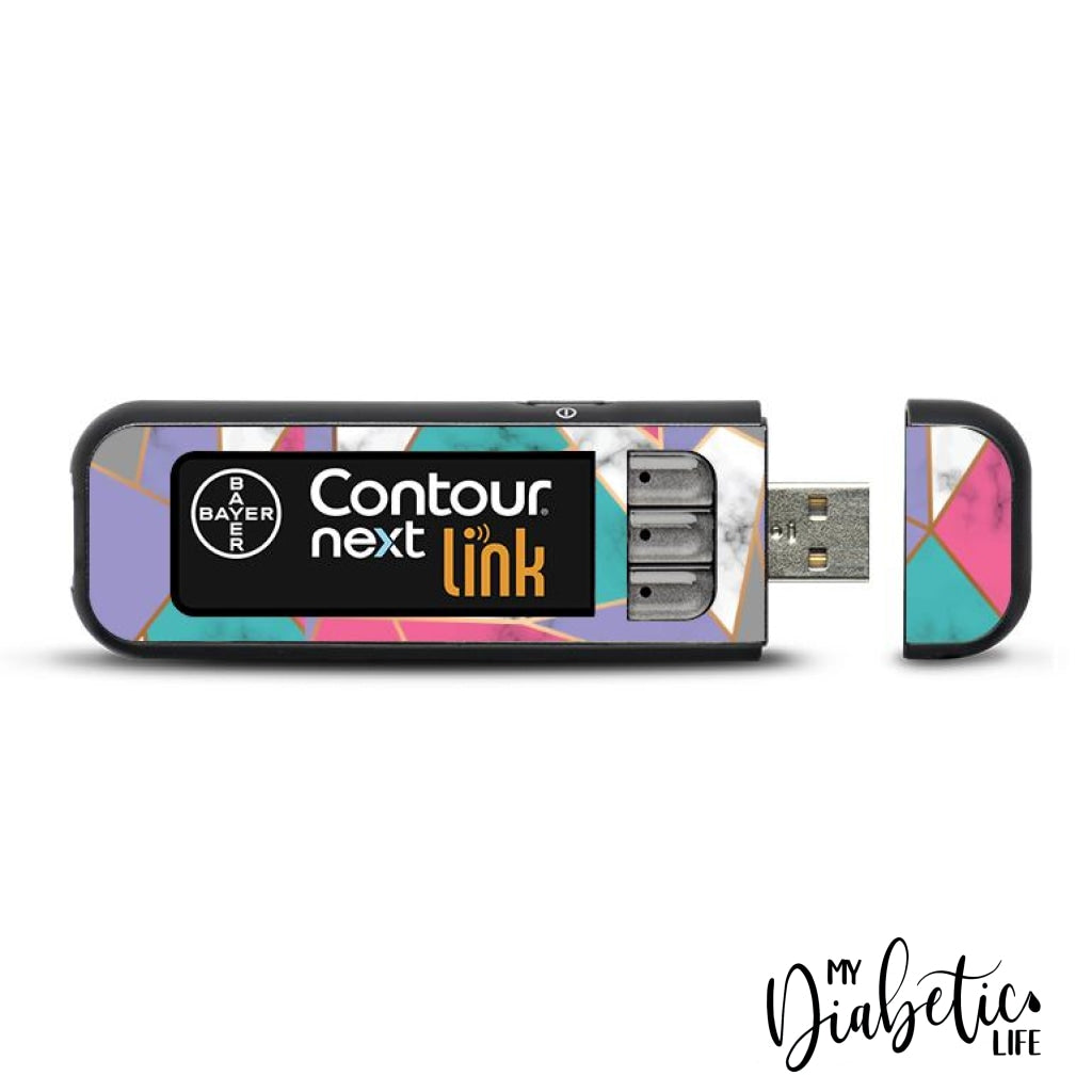 Colour Blocks - Contour Next Link USB Peel, skin and Decal, Glucose meter sticker - MyDiabeticLife
