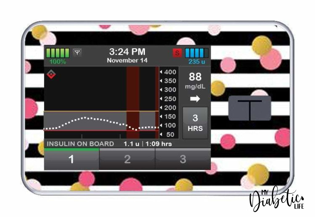 Confetti Stripes - Tandem Tslim x2 Pump Peel, skin and Decal, insulin pump sticker - MyDiabeticLife