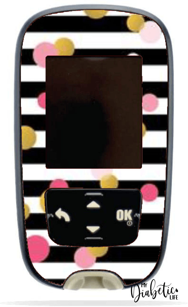 Confetti Stripes - Accu-chek Guide Peel, skin and Decal, glucose meter sticker - MyDiabeticLife