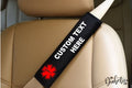 Custom Diabetes Medical Alert Seat Belt Cover - Black Id