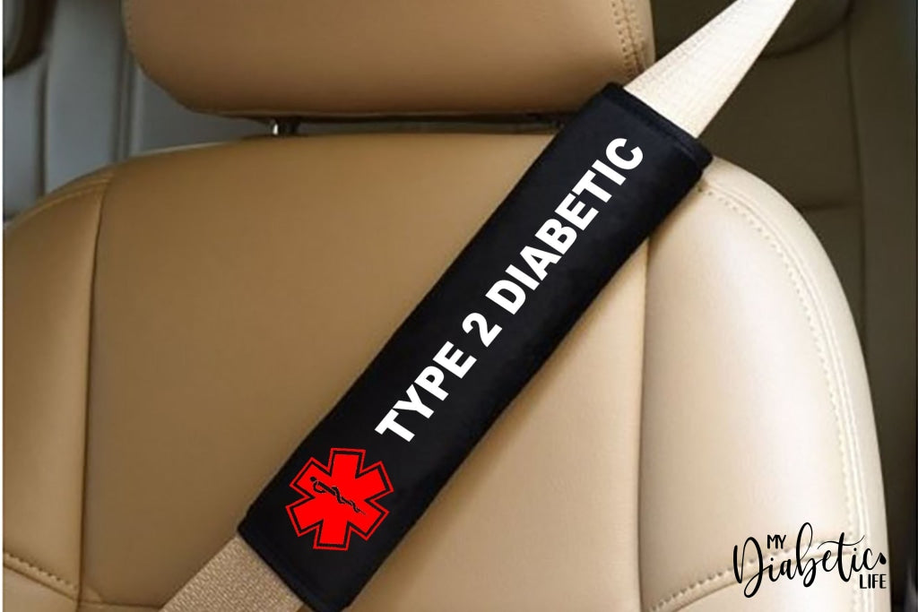 Custom Diabetes Medical Alert Seat Belt Cover - Black Id