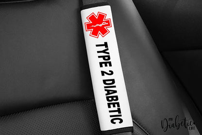 Custom Diabetes Medical Alert Seat Belt Cover - White Id
