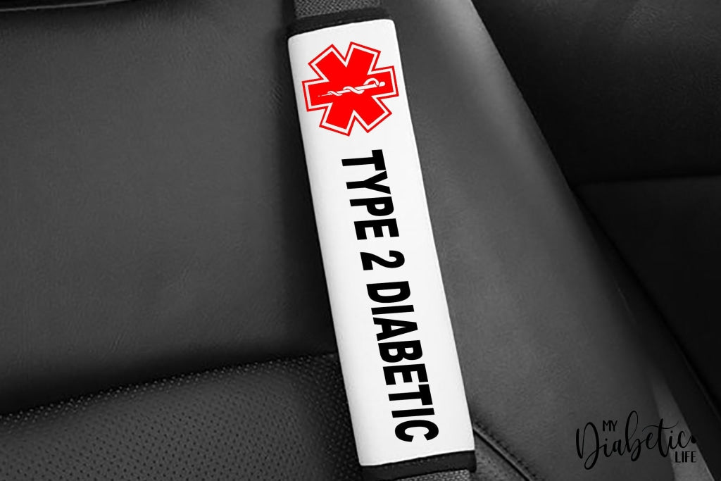 Custom Diabetes Medical Alert Seat Belt Cover - White Id