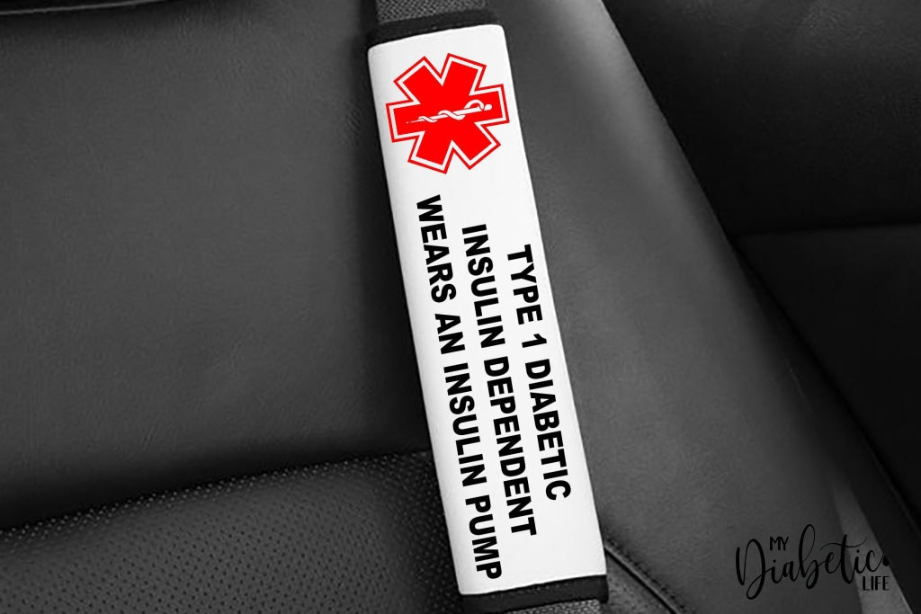 Custom Diabetes Medical Alert Seat Belt Cover - White Id
