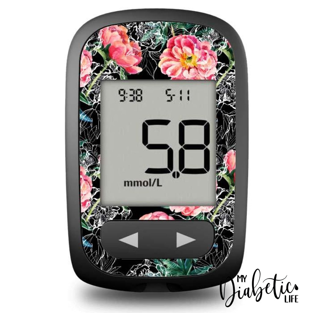 Dark Florals - Accu-Chek Guide Me Peel Skin And Decal Glucose Meter Sticker