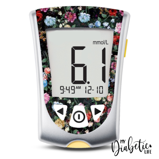 Dark Florals - Freestyle Optium Peel, skin and Decal, glucose meter sticker - MyDiabeticLife