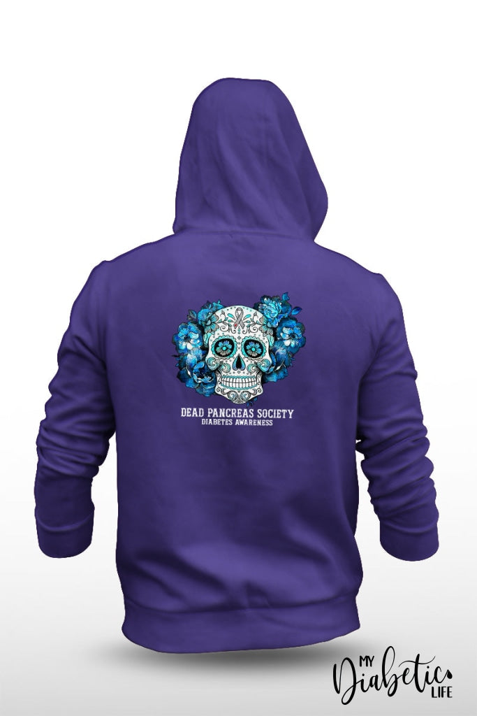 Dead Pancreas Society - Sugar Skull Unisex Fleece Hooded Jacket S / Grape Hoodie
