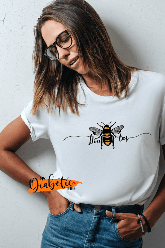 Dia-BEE-Tes -  diabetes awareness, medical conditions, type one diabetic, Basic White tshirt, Womens Graphic Diabetes Tee - MyDiabeticLife