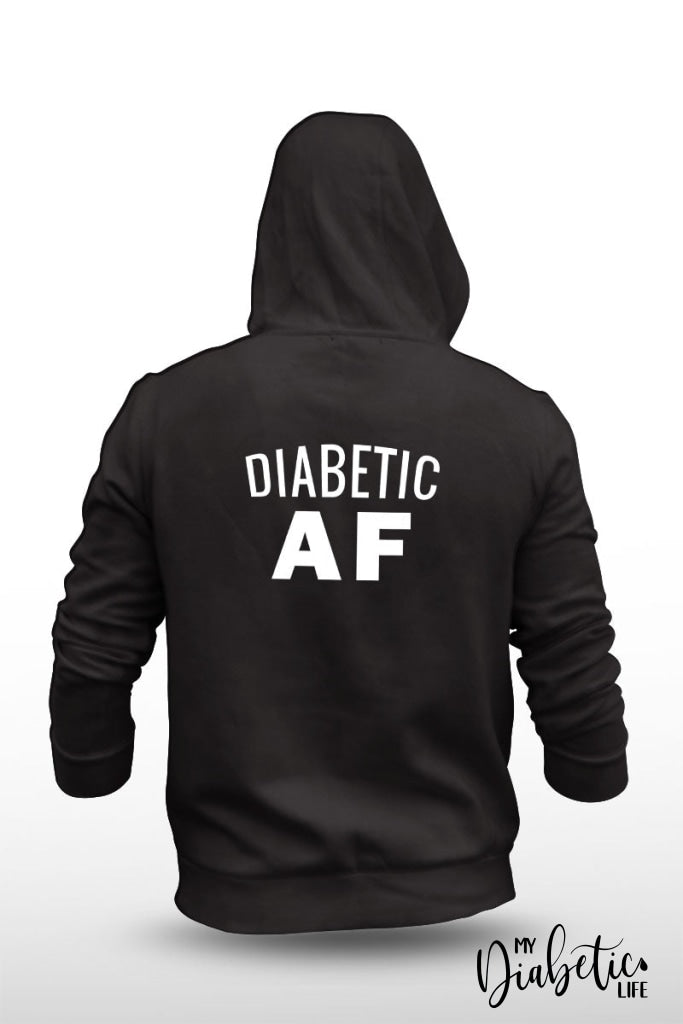 Diabetic Af - Unisex Fleece Hooded Jacket S / Black Hoodie