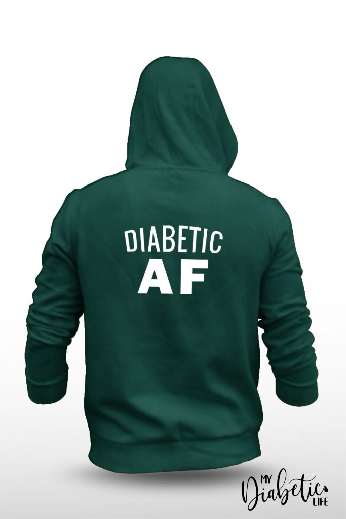 Diabetic Af - Unisex Fleece Hooded Jacket S / Bottle Green Hoodie